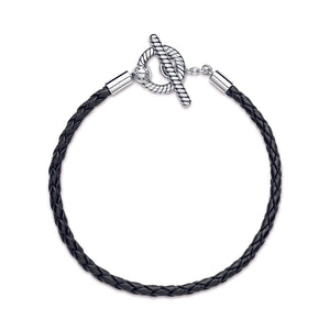 Pandora Moments Braided Leather T-bar Bracelet
