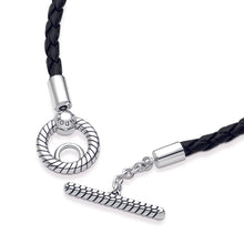 Load image into Gallery viewer, Pandora Moments Braided Leather T-bar Bracelet
