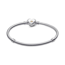 Load image into Gallery viewer, Domed Golden Heart Clasp Snake Chain Bracelet

