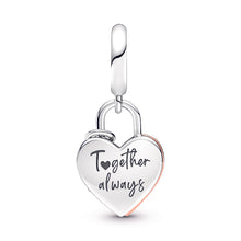 Load image into Gallery viewer, Heart Padlock Double Dangle Charm
