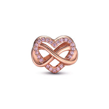 Load image into Gallery viewer, Sparkling Infinity Pink Heart Charm
