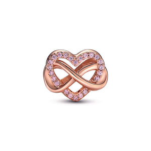 Sparkling Infinity Pink Heart Charm