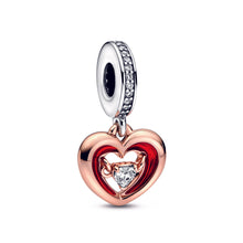 Load image into Gallery viewer, Two-tone Radiant Heart Dangle Charm
