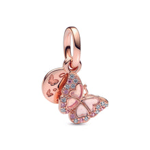 Load image into Gallery viewer, Pink Butterfly &amp; Quote Double Dangle Charm
