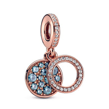 Load image into Gallery viewer, Sparkling Light Blue Disc Double Dangle Charm
