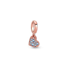 Load image into Gallery viewer, Light Blue Pavé Tilted Heart Dangle Charm
