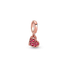 Load image into Gallery viewer, Red Pavé Tilted Heart Dangle Charm

