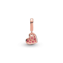 Load image into Gallery viewer, Red Pavé Tilted Heart Dangle Charm
