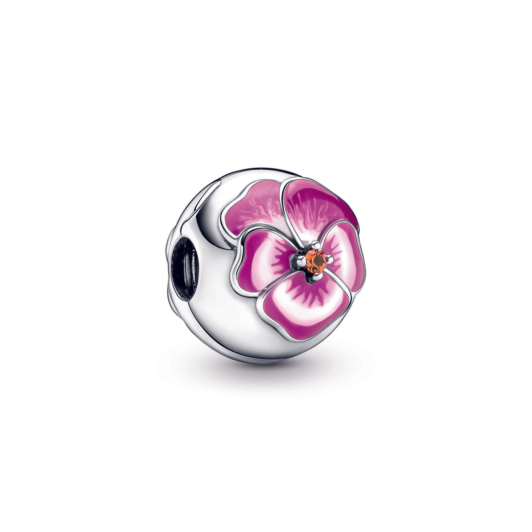 Pink Pansy Flower Clip Charm