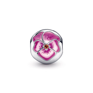 Pink Pansy Flower Clip Charm
