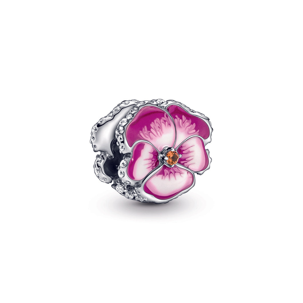 Pink Pansy Flower Charm