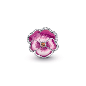 Pink Pansy Flower Charm