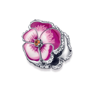 Pink Pansy Flower Charm