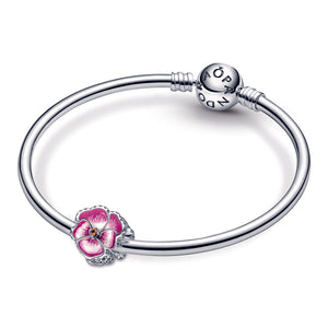 Pink Pansy Flower Charm