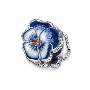 Blue Pansy Flower Charm