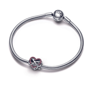 Sparkling Infinity Red Heart Charm