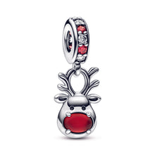 Load image into Gallery viewer, Red Nose Reindeer Murano Dangle Charm
