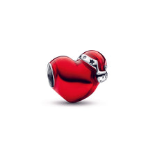 Load image into Gallery viewer, Metallic Red Christmas Heart Charm
