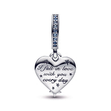Load image into Gallery viewer, Celestial Shooting Star Heart Double Dangle Charm
