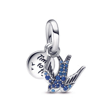 Load image into Gallery viewer, Sparkling Swallow &amp; Quote Double Dangle Charm
