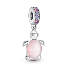 Load image into Gallery viewer, Murano Glass Pink Sea Turtle Dangle Charm
