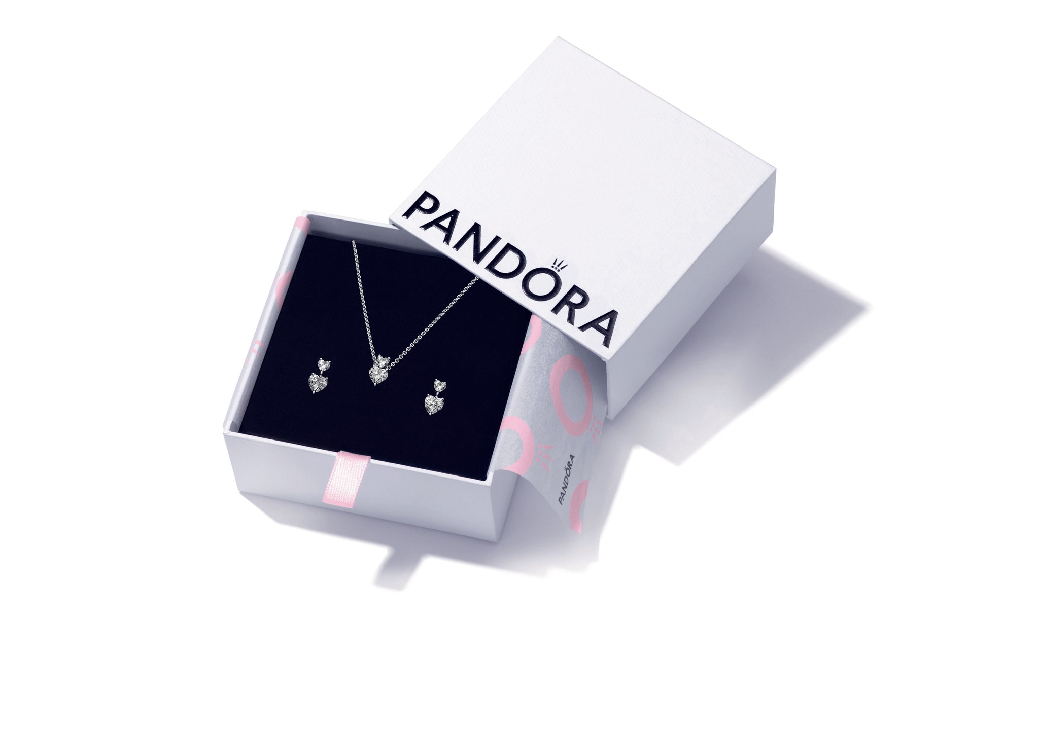 Pandora Nova 14k White Gold Lab grown Diamond Pendant Necklace and Earrings  set | Pandora UK