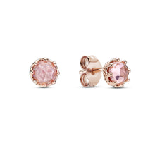 Load image into Gallery viewer, Pink Sparkling Crown Stud Earrings
