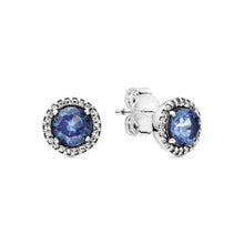 Load image into Gallery viewer, Blue Round Sparkle Stud Earrings

