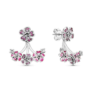 Pink Peach Blossom Flower Stud Earrings