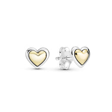 Load image into Gallery viewer, Heart Sterling Silver and 14k Gold Necklace &amp; Earring Jewellery Set
