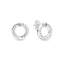 Load image into Gallery viewer, Pavé &amp; Logo Circle Reversible Stud Earrings
