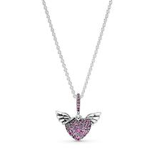 Load image into Gallery viewer, Pavé Heart &amp; Angel Wings Necklace
