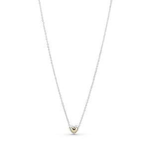 Heart Sterling Silver and 14k Gold Necklace & Earring Jewellery Set