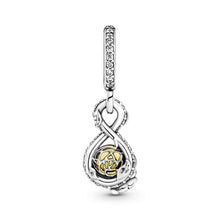 Load image into Gallery viewer, Disney Belle Infinity &amp; Rose Flower Pendant
