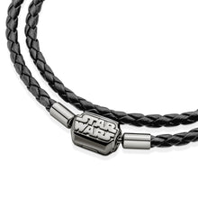 Load image into Gallery viewer, Pandora Moments Star Wars™ Clasp Double Black Leather Bracelet

