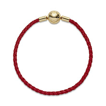 Load image into Gallery viewer, Pandora Moments Red Woven Leather Bracelet
