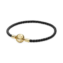 Load image into Gallery viewer, Pandora Moments Black Woven Leather Bracelet
