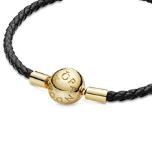 Load image into Gallery viewer, Pandora Moments Black Woven Leather Bracelet
