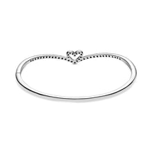 Load image into Gallery viewer, Sparkling Wishbone Heart Bangle
