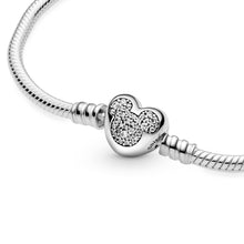 Load image into Gallery viewer, Disney Pandora Moments Mickey Mouse Heart Clasp Snake Chain Bracelet
