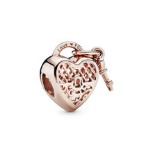 Load image into Gallery viewer, Love You Heart Padlock Charm
