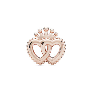 Crown and Entwined Hearts Charm