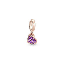 Load image into Gallery viewer, Royal Purple Pavé Tilted Heart Dangle Charm
