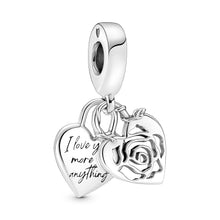 Load image into Gallery viewer, Rose Heart Padlock Dangle Charm
