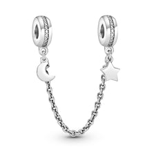 Load image into Gallery viewer, Half Moon &amp; Star Safety Chain Charm
