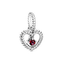 Load image into Gallery viewer, Blazing Red Beaded Heart Dangle Charm
