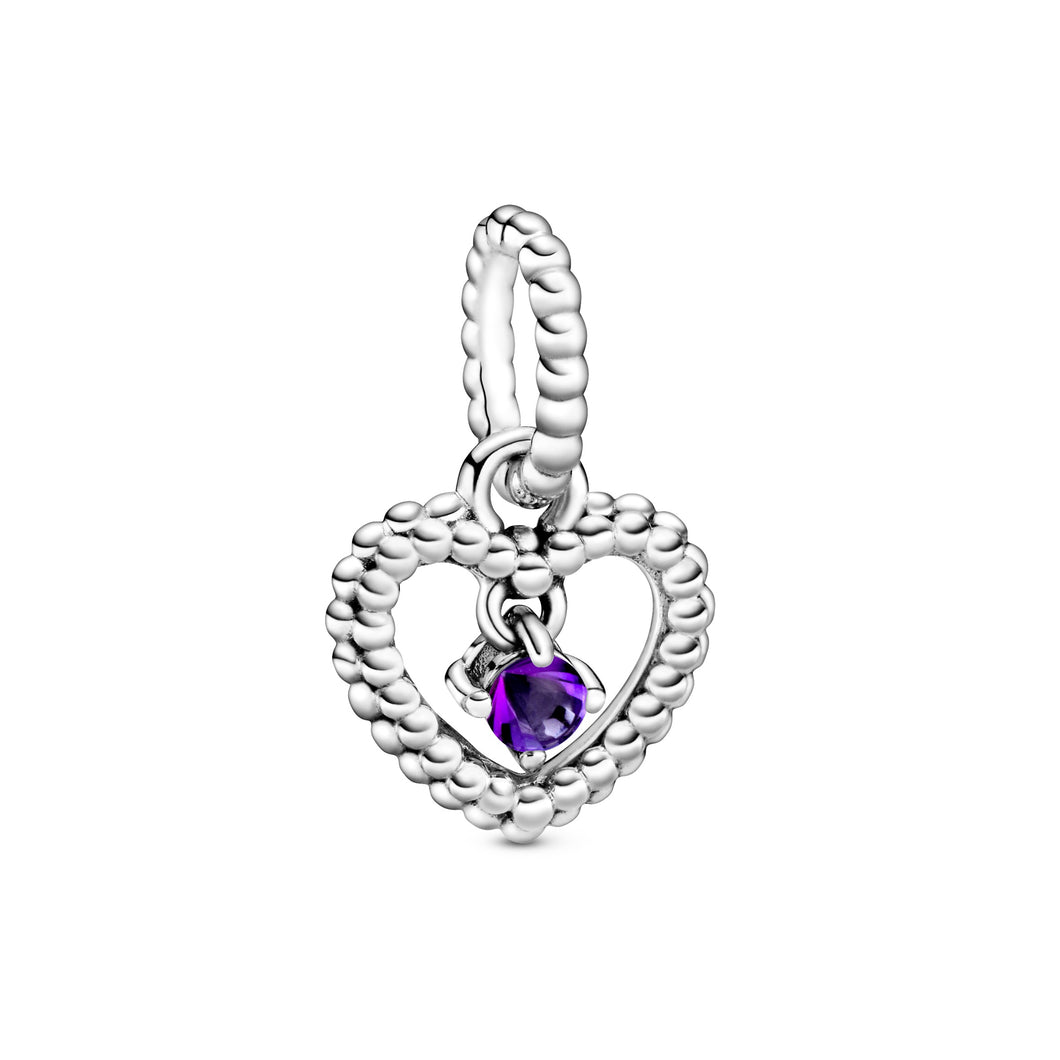 Purple Beaded Heart Dangle Charm