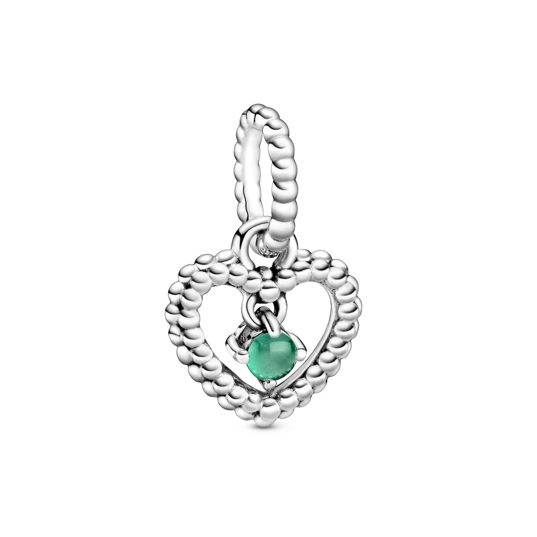 Rainforest Green Beaded Heart Dangle Charm