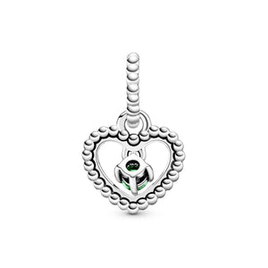 Rainforest Green Beaded Heart Dangle Charm