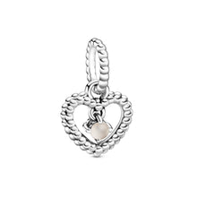 Load image into Gallery viewer, Misty Rose Beaded Heart Dangle Charm
